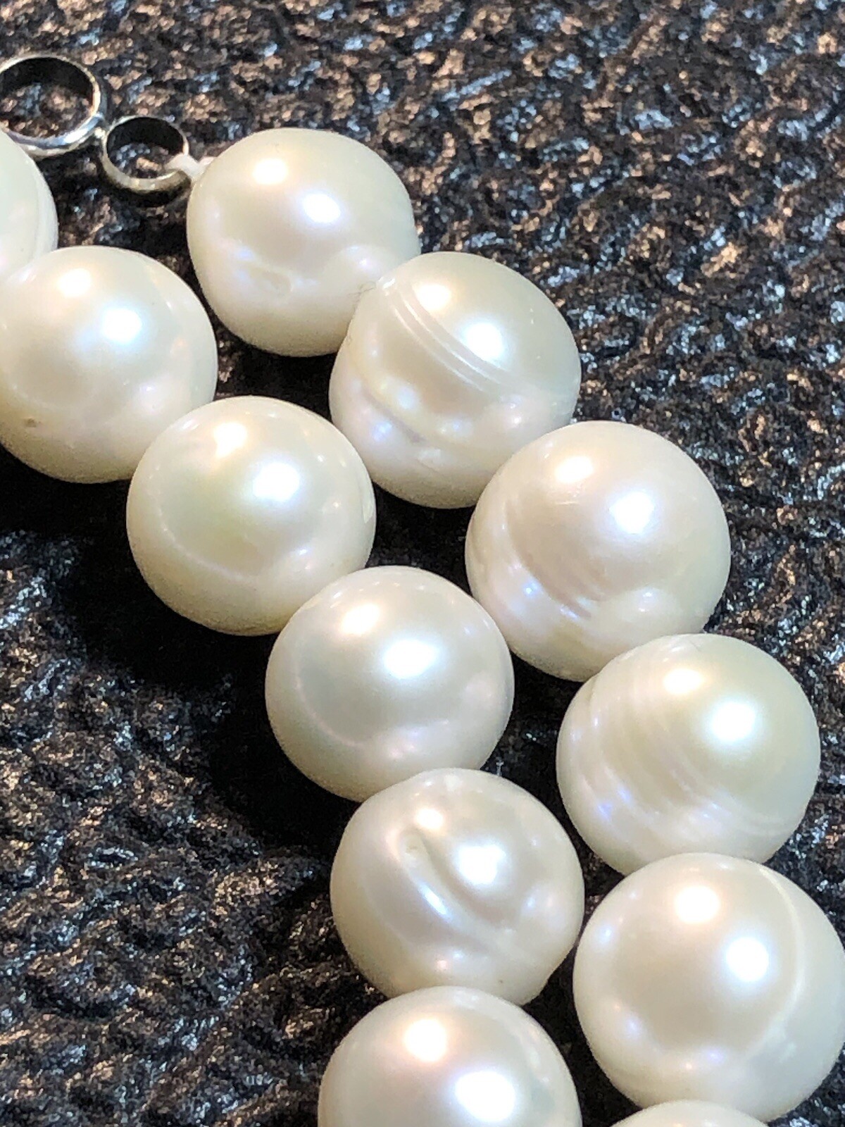 Estate 16” 8.7mm-10mm Pearl Necklace Nacre Creamy,Pink Yellow Hues Weight 44.54g