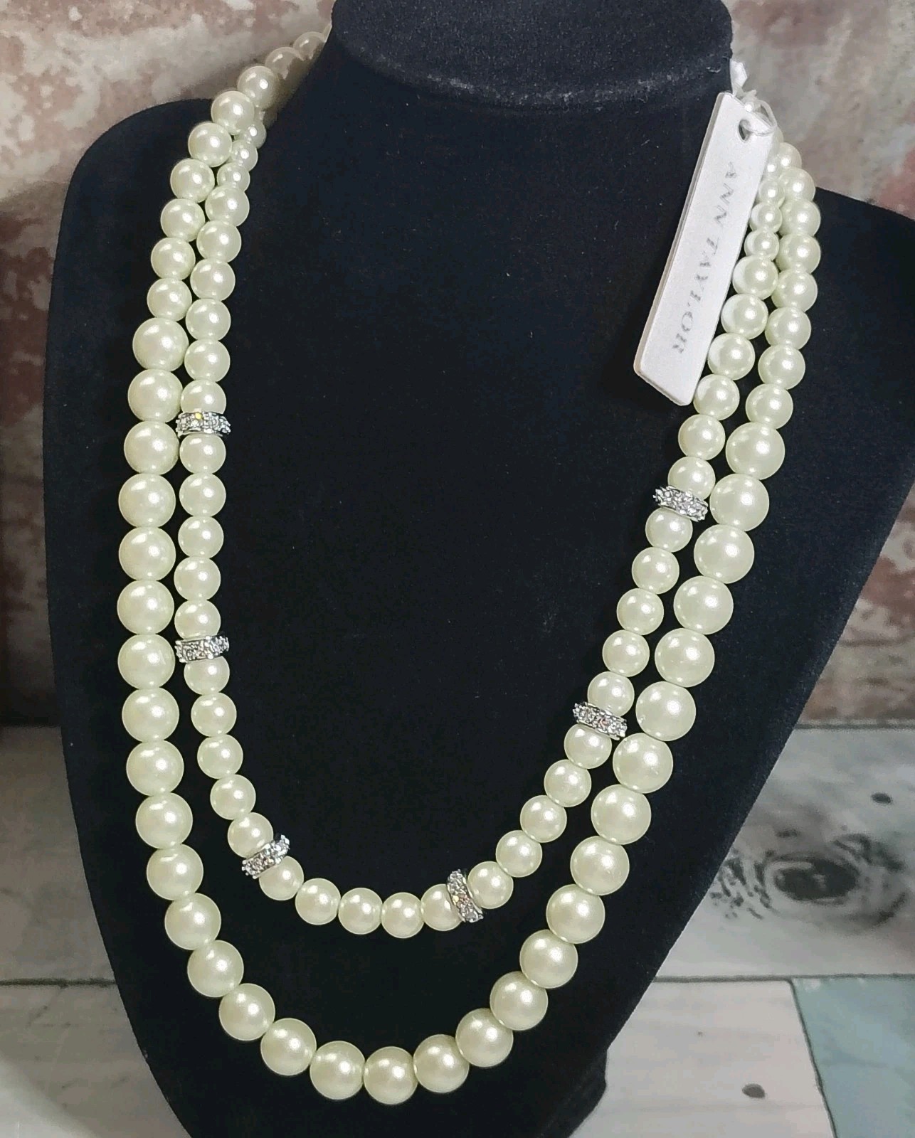 🦪NWT Ann Taylor Double Strand Faux Pearl Necklace 18″ + 2″ Ext.