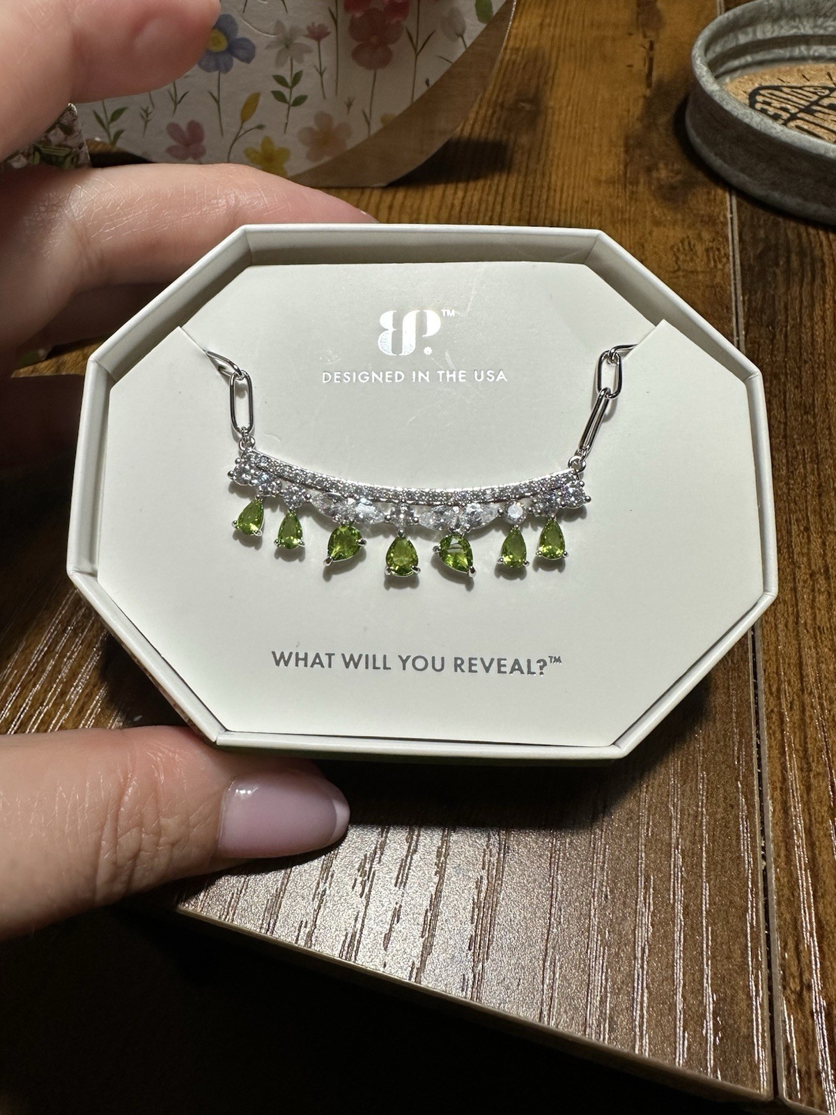 Bomb Party August 2025 NK15481 Dew-kissed Limes Necklace with Rhodium Plating