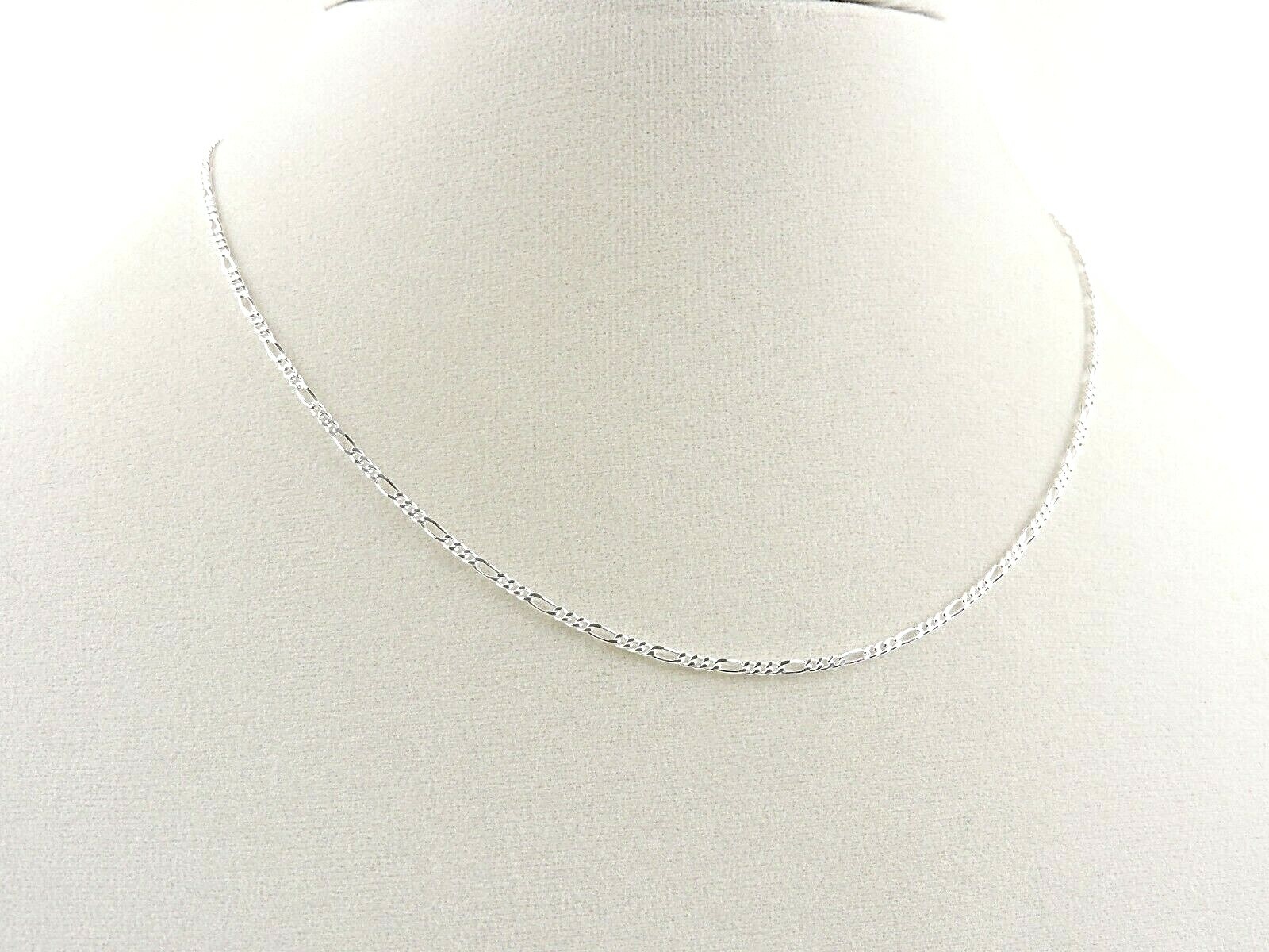 Sterling Silver 1.8 mm 050 Gauge Figaro Necklace 14″ – 30″ – Free Gift Packaging