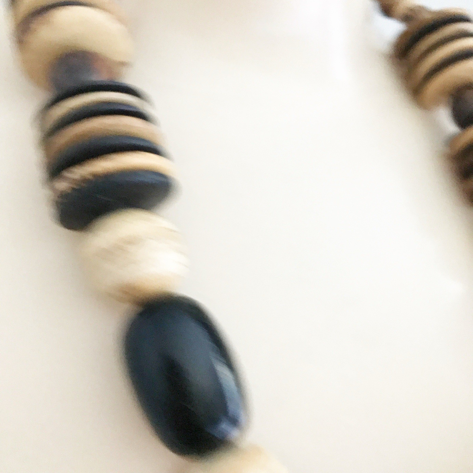 Vintage Chunky Long Wood Bead Necklace Boho Statement Earth Tone Jewelry