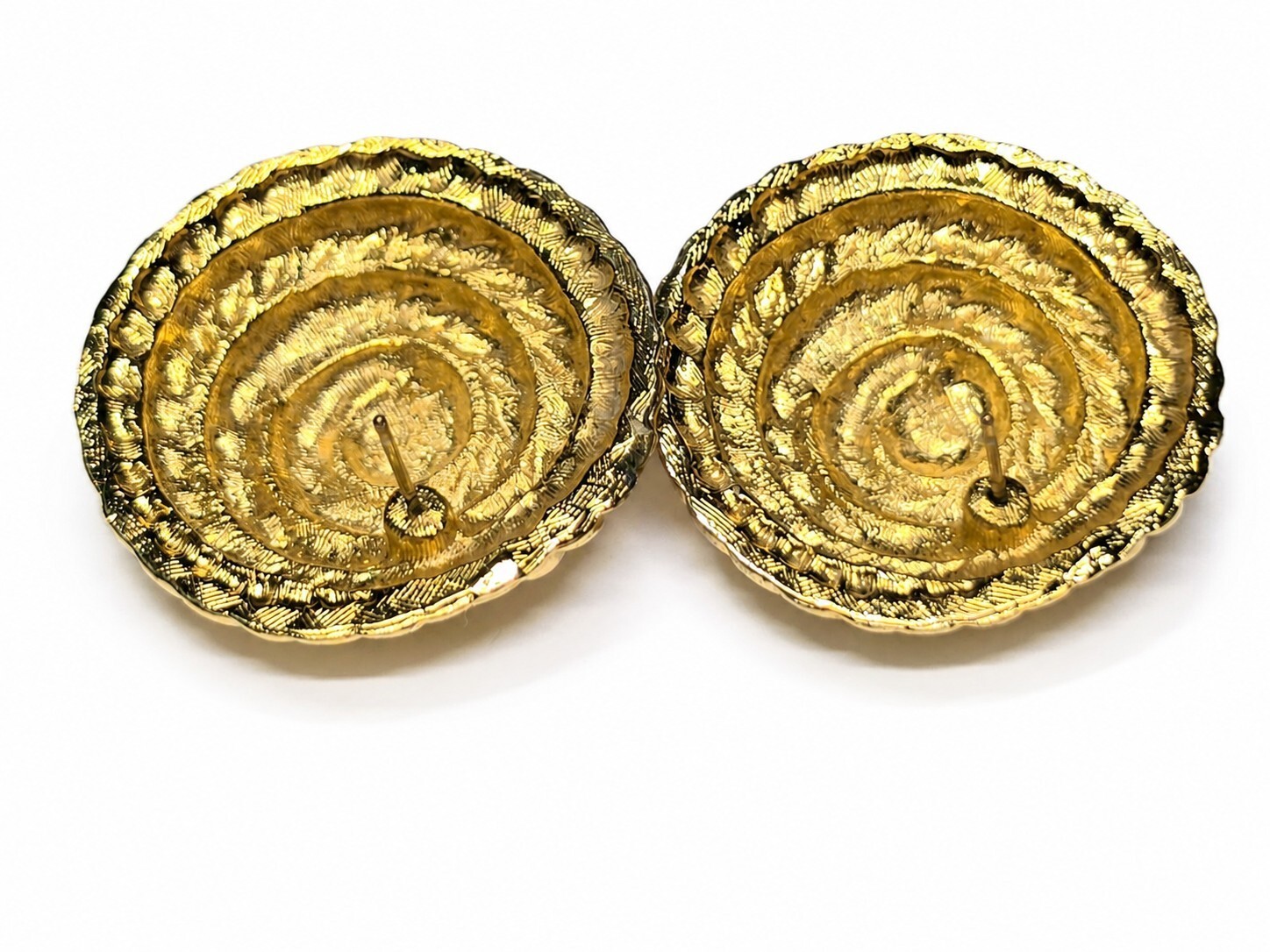 Anne Klein Vintage Gold Tone Round Swirl Post Earrings NOS Card 18K GF 1 Inch