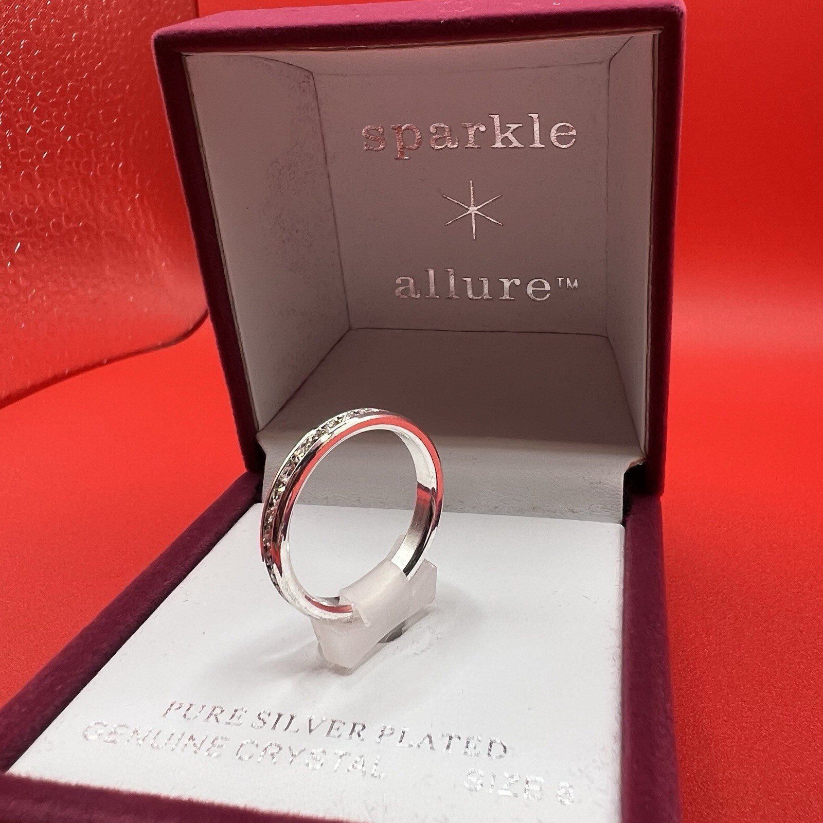 Sparkle Allure Pure Silver Plated Genuine Crystal Size 8 Fashion New