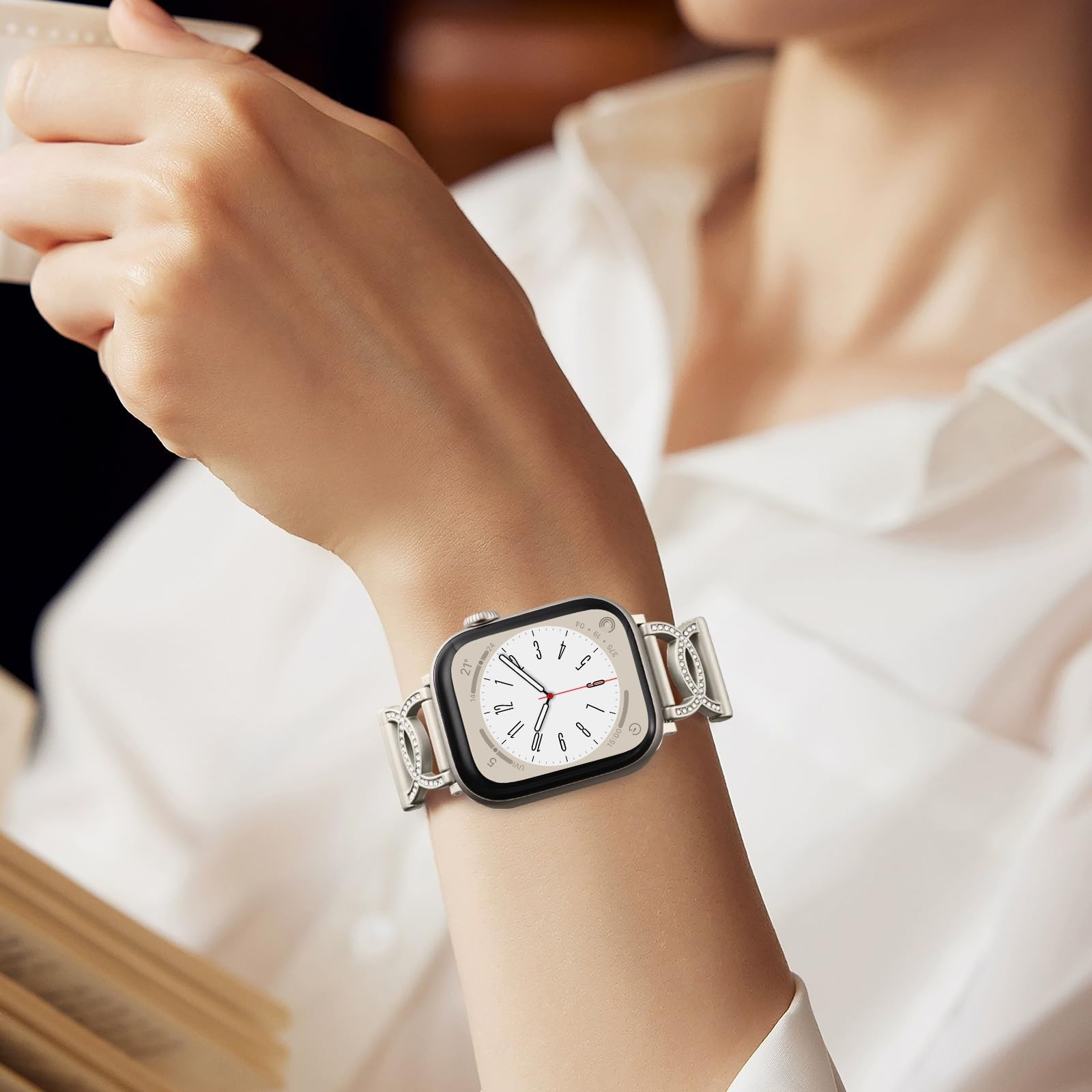 DaQin Slim Silicone Band 38mm/40mm/41mm/42mm(series 11 10), Diamond Starlight