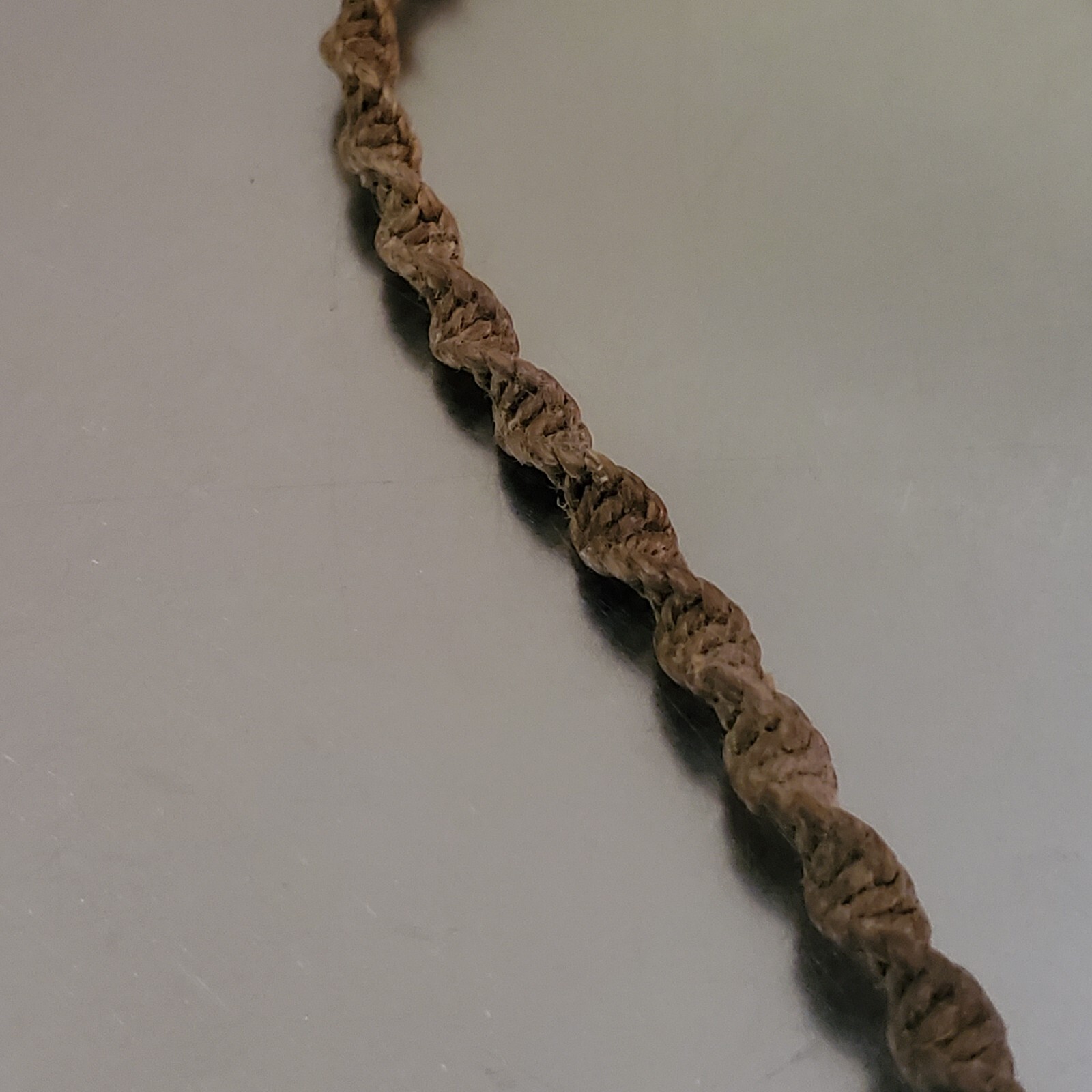 Vintage Shark Tooth Pendant Necklace Spiral Corded Brown Twine 15 inch