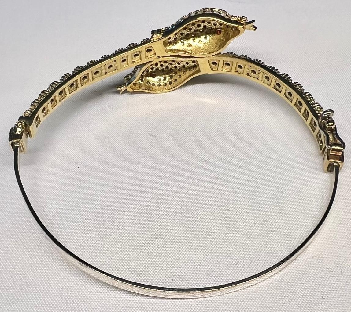 REAL Citrine & White Sapphire Snake Bracelet 14K Gold on SOLID 925 Egyptian Rev