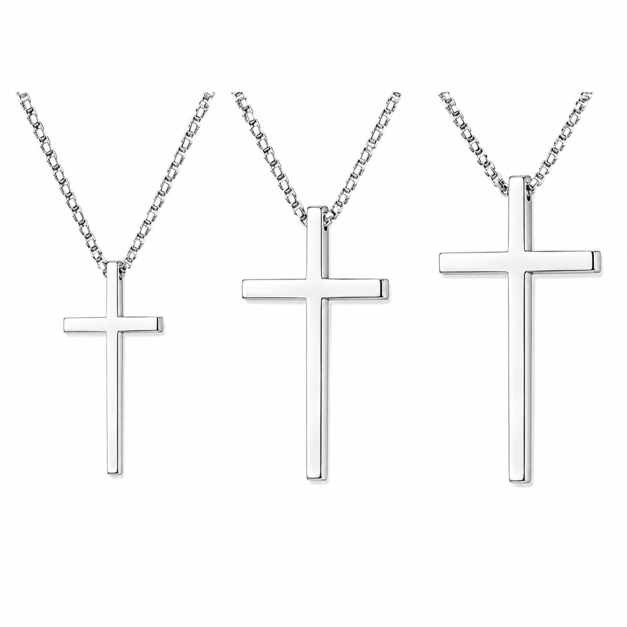 Vnox Stainless Steel Cross Necklace For Men Women Small Big Three Size Cross