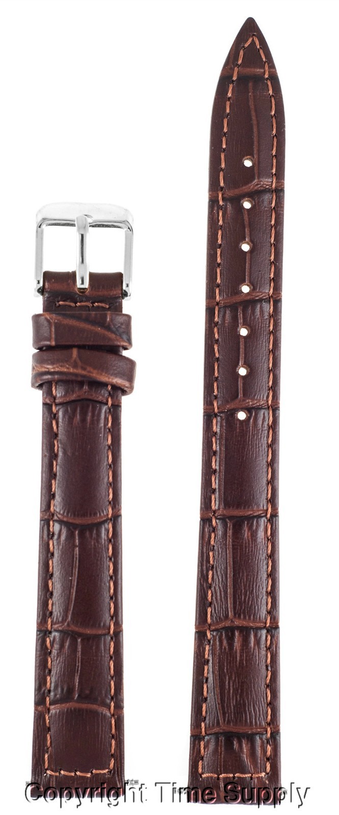 BROWN LEATHER WATCH BAND CROCO EXTRA LONG XXL