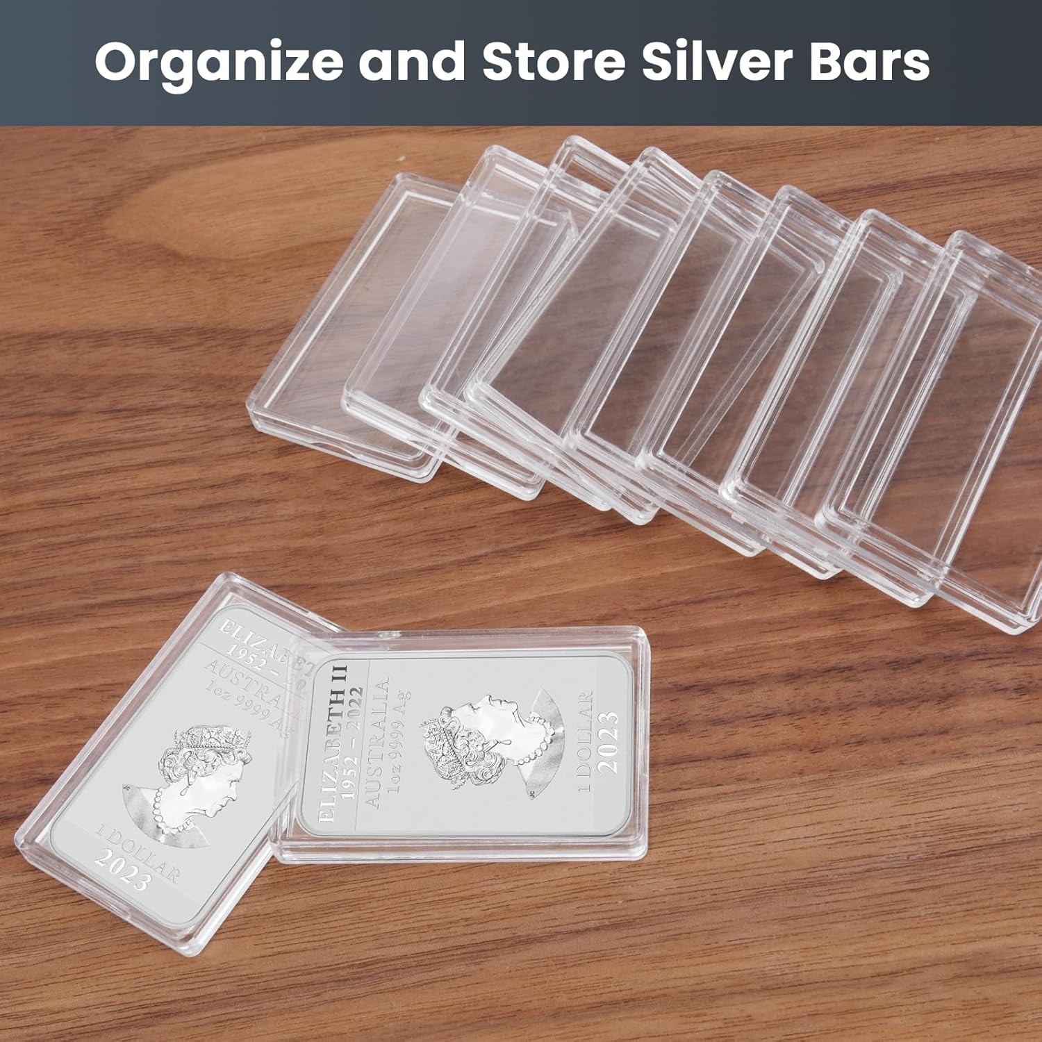 1 oz Silver Bar Holder Case Clear Acrylic Capsule Storage Container Box for Coin