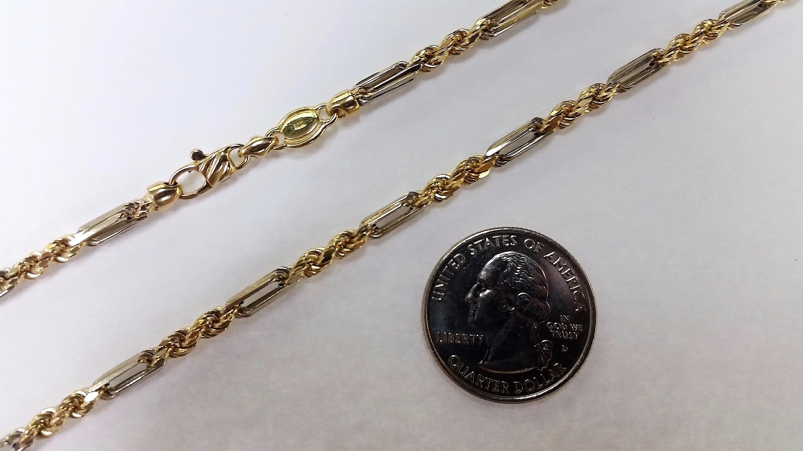 Authentic 14K Tri Color Hollow Figarope Link Chain Necklace 3mm-4.5mm 16″~28″