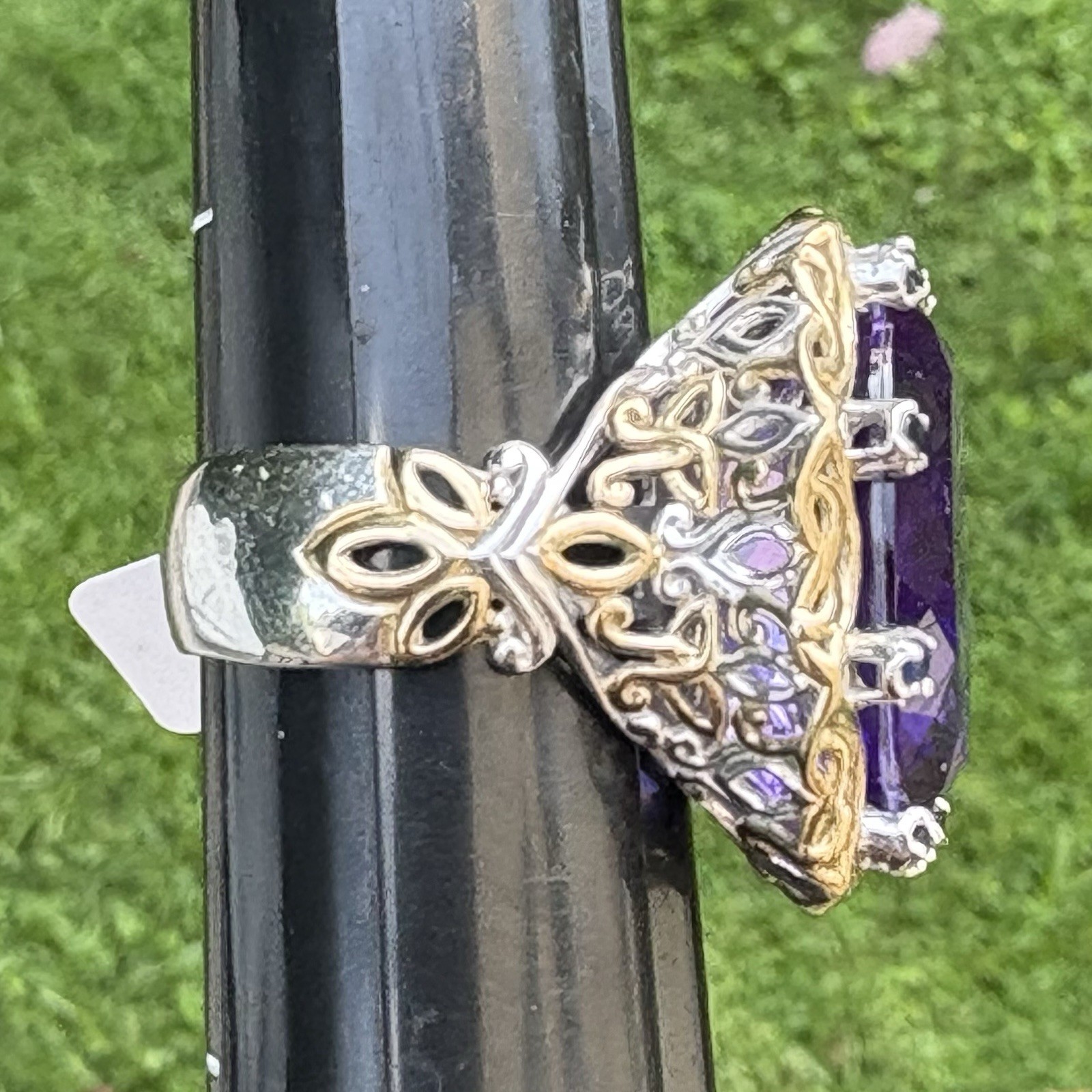 Michael Valitutti Gems en Vogue Amethyst Ring Sterling Silver Palladium Sz 8 NH