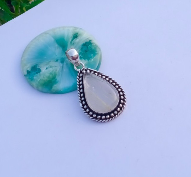 Beautiful Golden Rotile Gemstone 925 Sterling silver Handmade Jewelry For Women