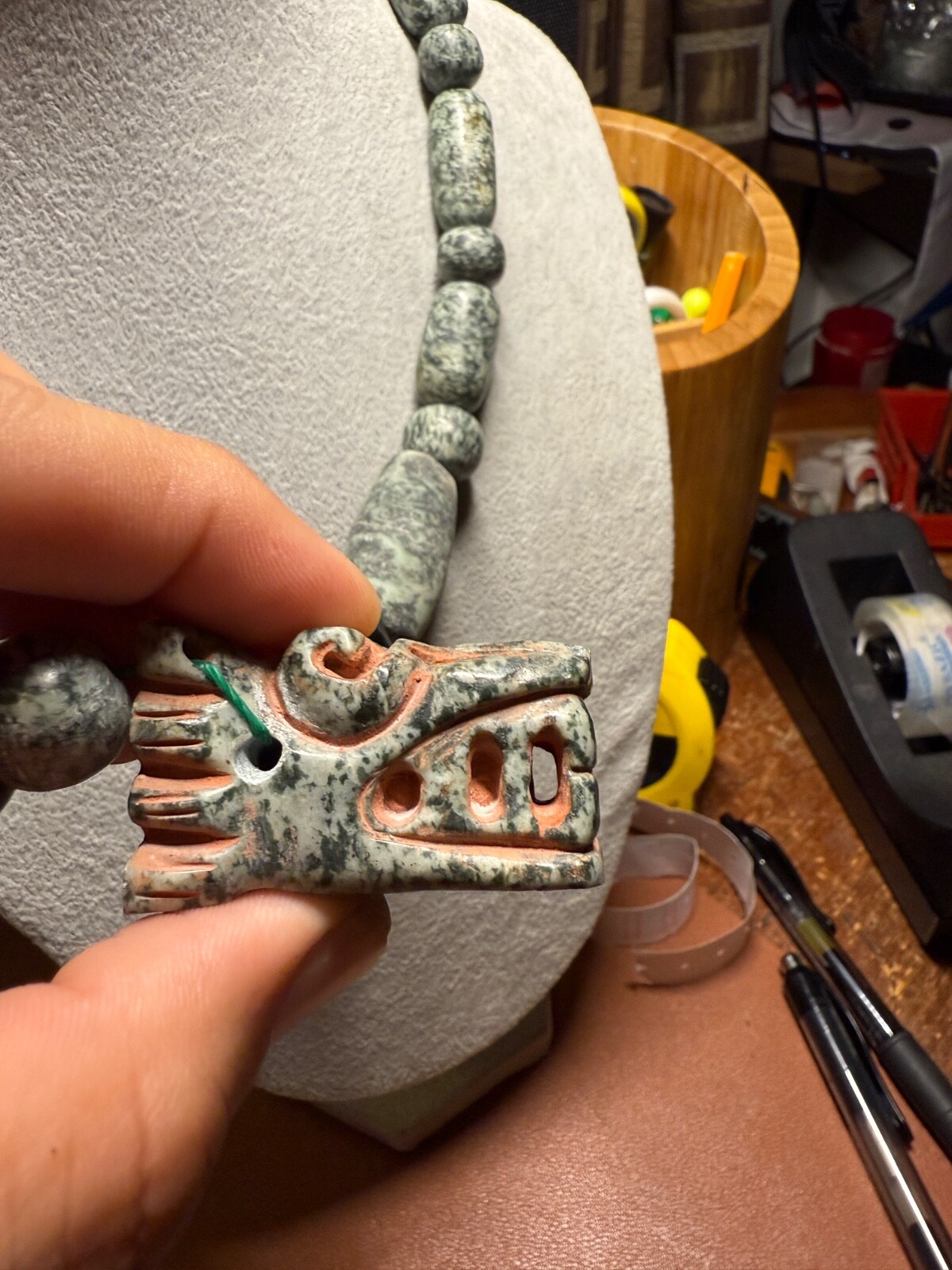 Granite Quetzalcoatl Feathered Serpent Pendant Kukulkan Mayan Plumed Serpent #14