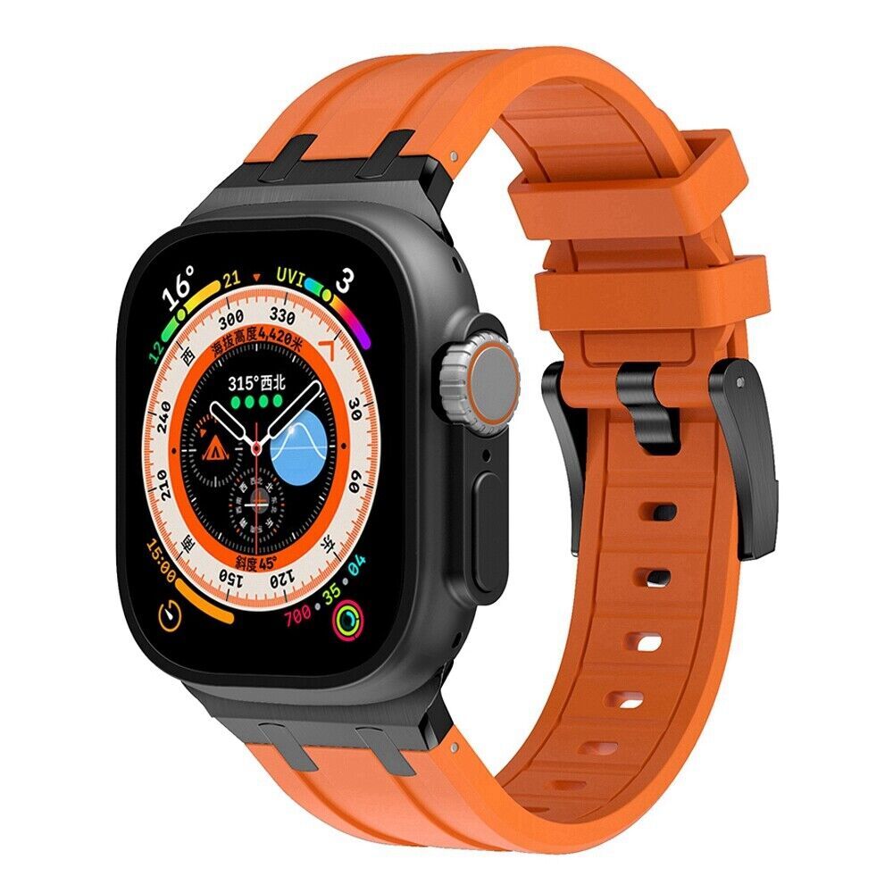 Liquid Silicone Band for Apple Watch 9 8 7 6 5 SE Ultra 2 44/45/49mm Sport Strap