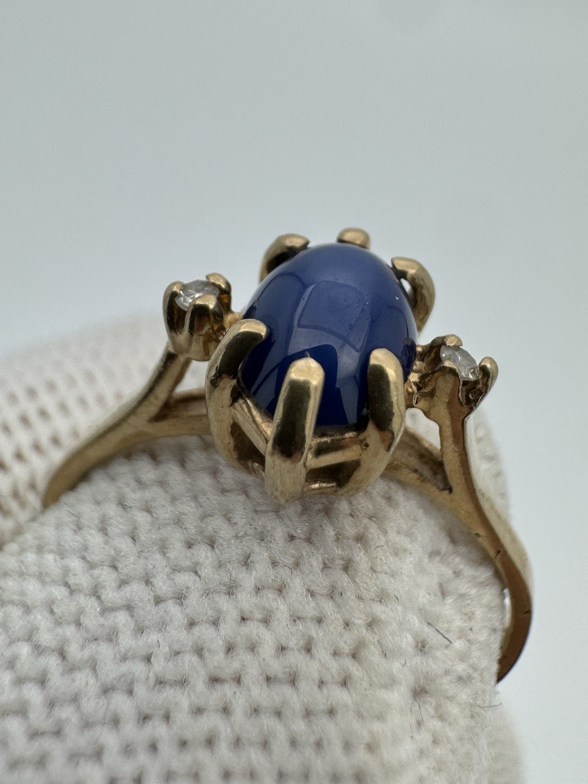 Antique Star Sapphire & Diamond Ring 10k Gold