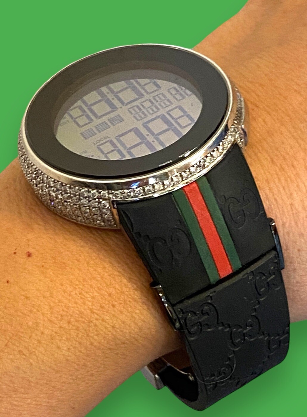 Gucci I-Gucci MENS 5.37 CTW Diamond Digital Watch NICE!!!