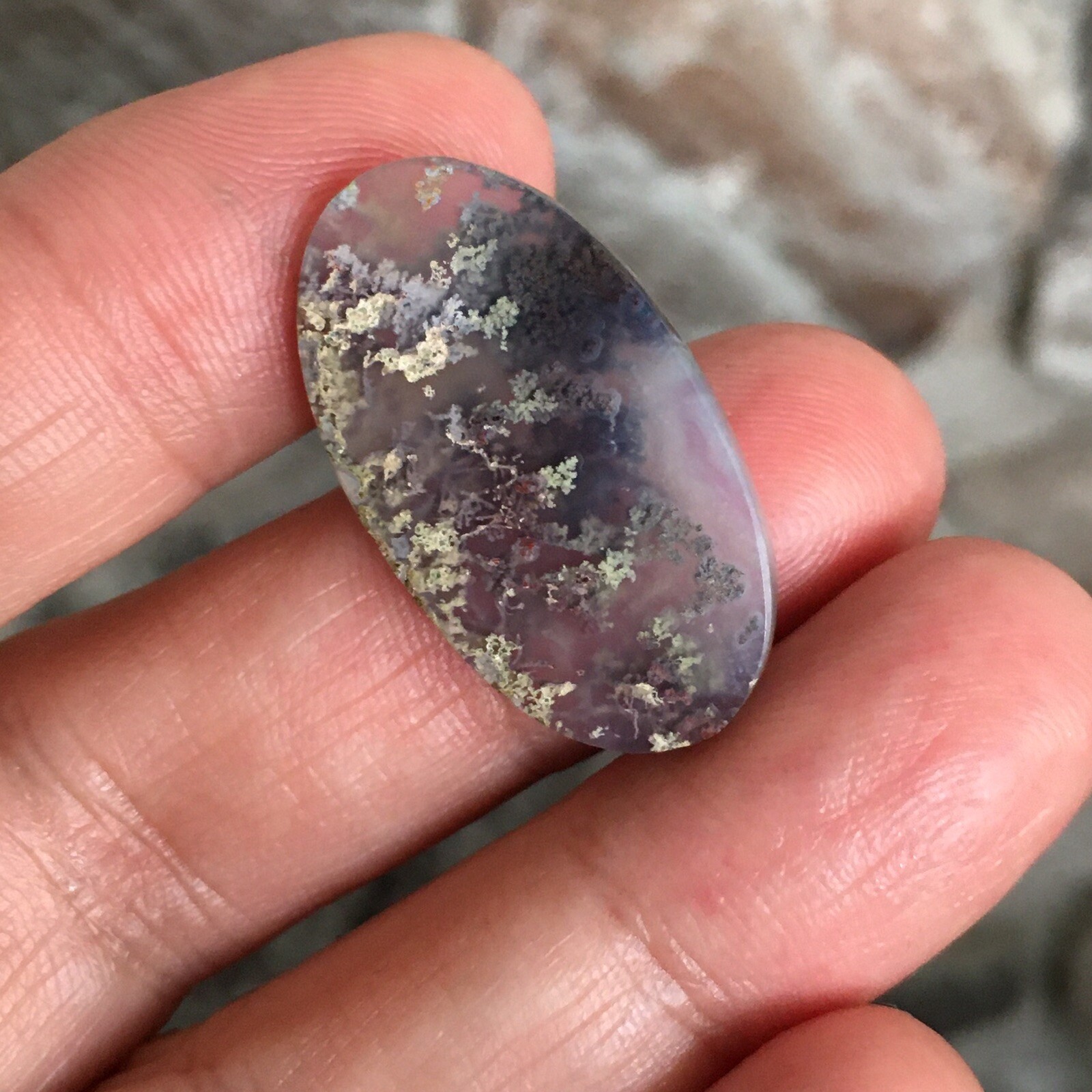 28.5x16x4.9mm Fine Garden Moss Agate Oval Cabochon Loose Picture Stone