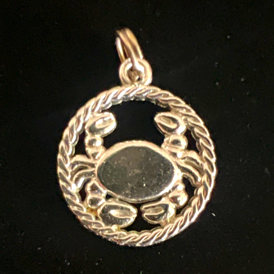 Vintage Sterling 925 Rembrandt Openwork Cancer zodiac Charm Pendant Signed