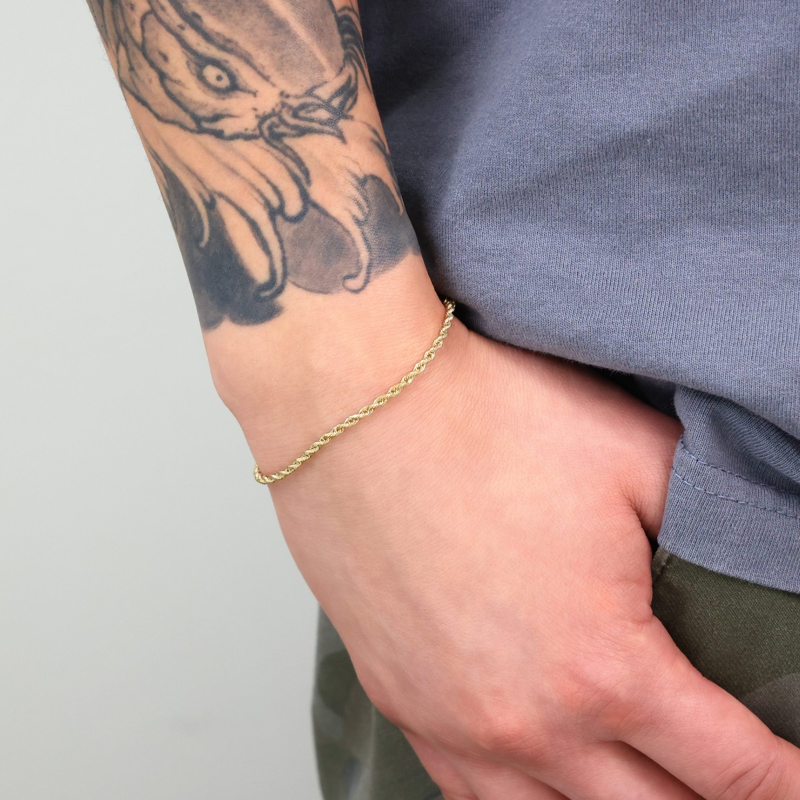 10K Yellow Gold 2mm Italian Diamond Cut Rope Chain Bracelet or Anklet 7″ 8″ 9″