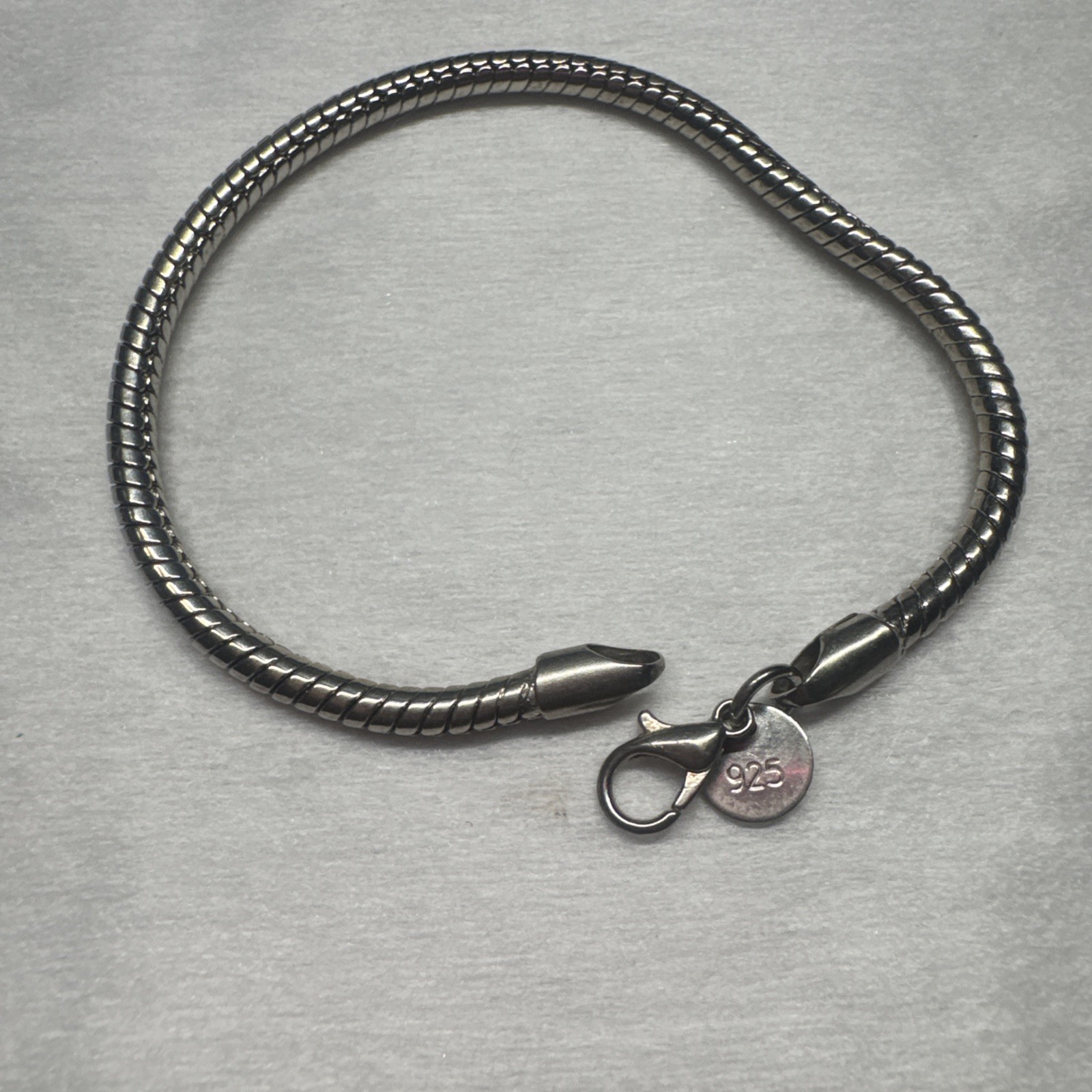 SUPER NICE 925 SILVER PLATED SNAKE CHAIN BRACELET 3MM APPROX. 8 ” LONG