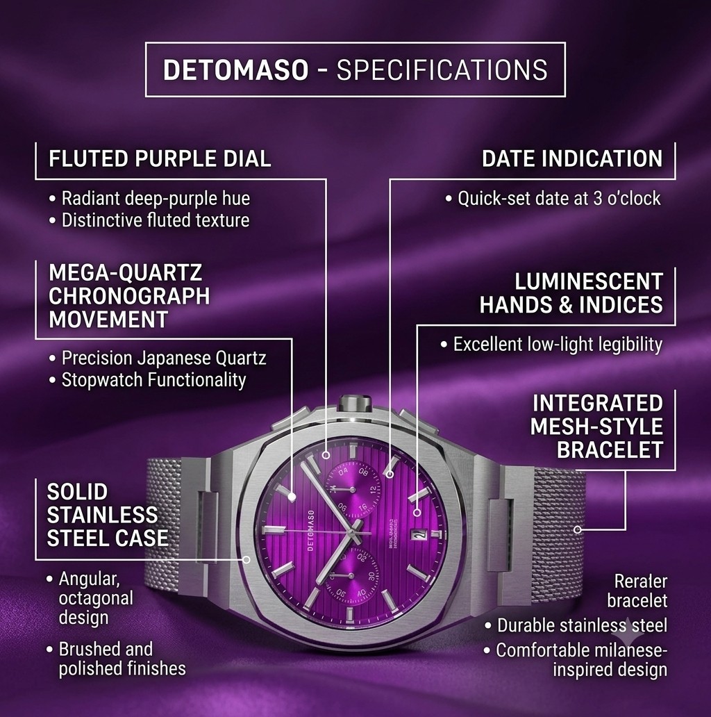 DETOMASO VOLTRE CHRONO PURPLE 42mm