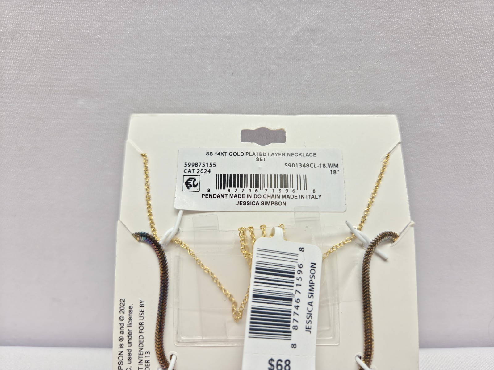 Jessica Simpson 14KT Gold Plated Layer Necklace Set Sterling Silver 18″ Necklace