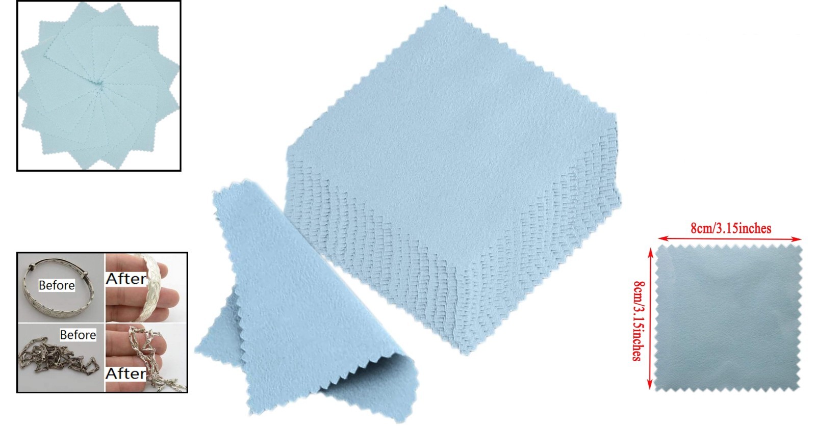 Eco-Friendly Jewelry Cleaning Cloths – 50 Non-Toxic Suede Wipes for All Jewelry