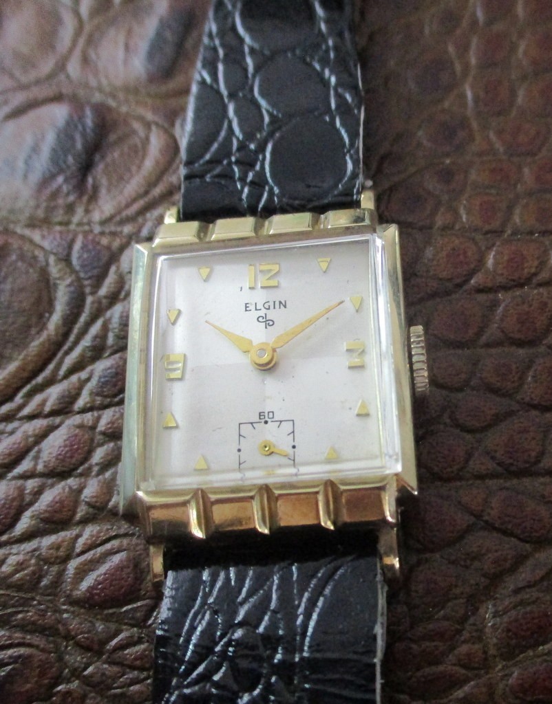 Vtg Elgin Art Deco Mens Wristwatch 10K RGP Star Case Runs Fresh Crystal Cal 673