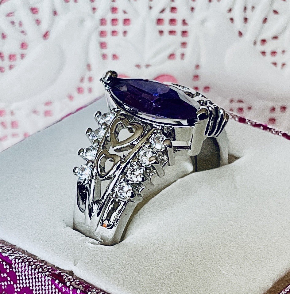 AMETHYST RING – 10X5mm Or 1.0ctw – Marquise Cut – Silver Setting!!!
