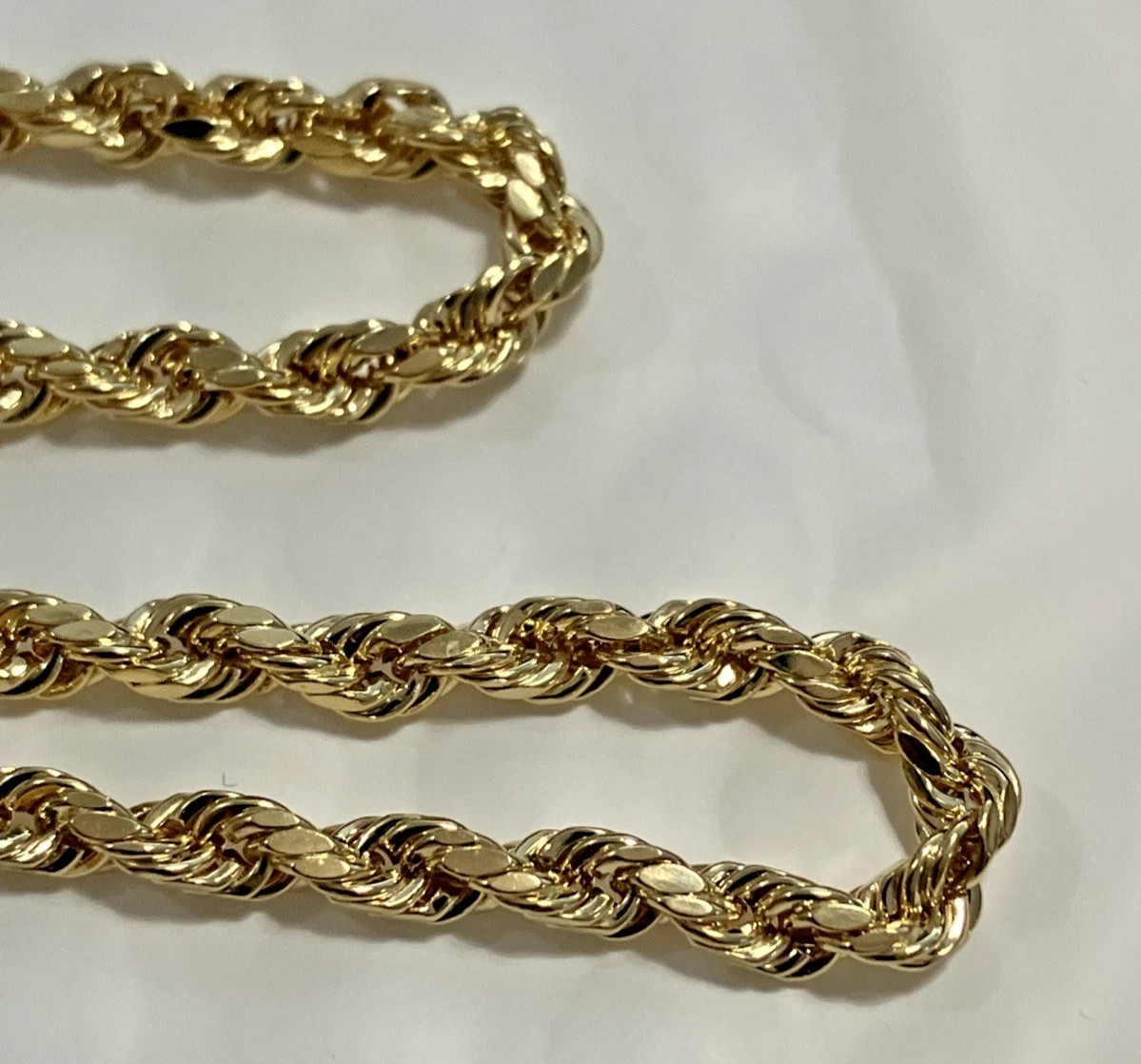 10kt Real Gold SemiSolid/Hollow Rope Necklace 6.9grams 4mm 24″ GND Brand NWT 10K