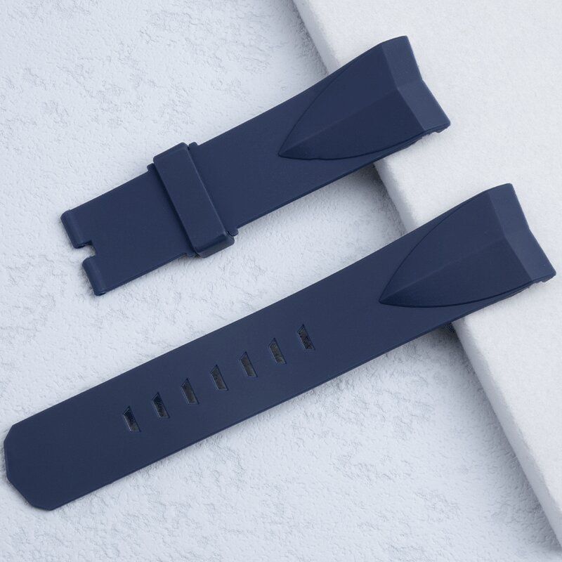 22mm Black Blue Silicone Rubber Strap Watch Band Fits Corum ADMIRAL’S CUP