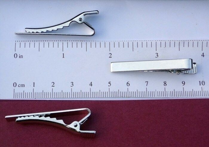 12 TIE BAR Findings SILVER Flat Surface 1.7″ L x .22″ W ~ Strong CLIP 43mmx2.6mm