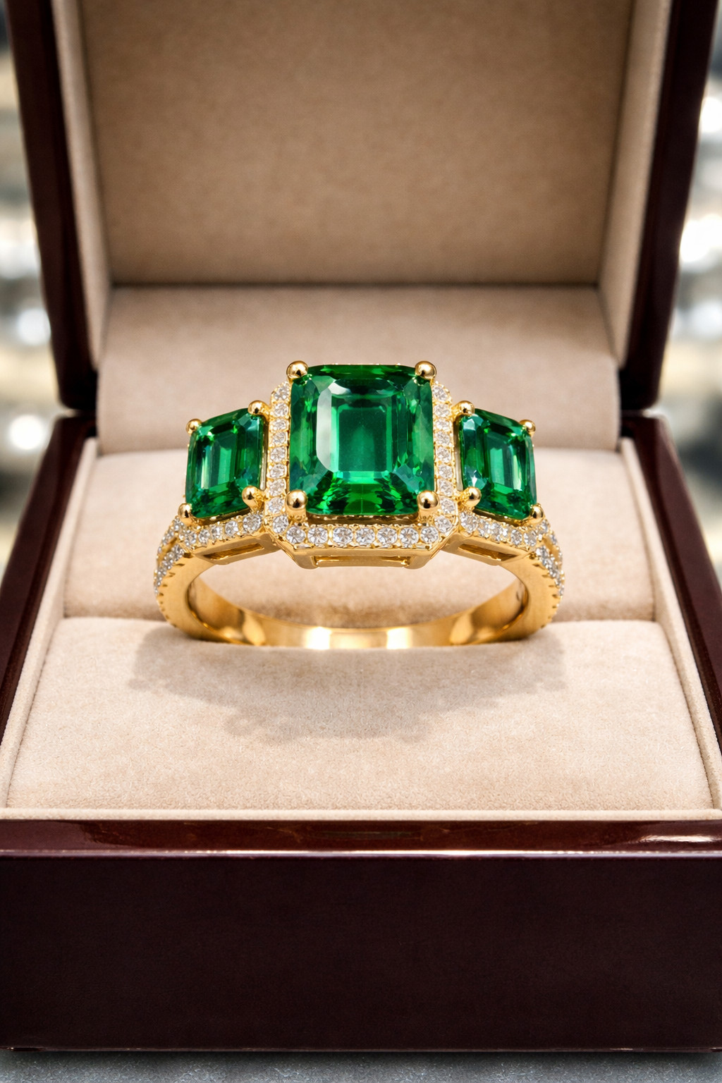 6.50 Ct Emerald Natural Emerald & Diamond Wedding Gift Ring 14K Yellow Gold Sz 7