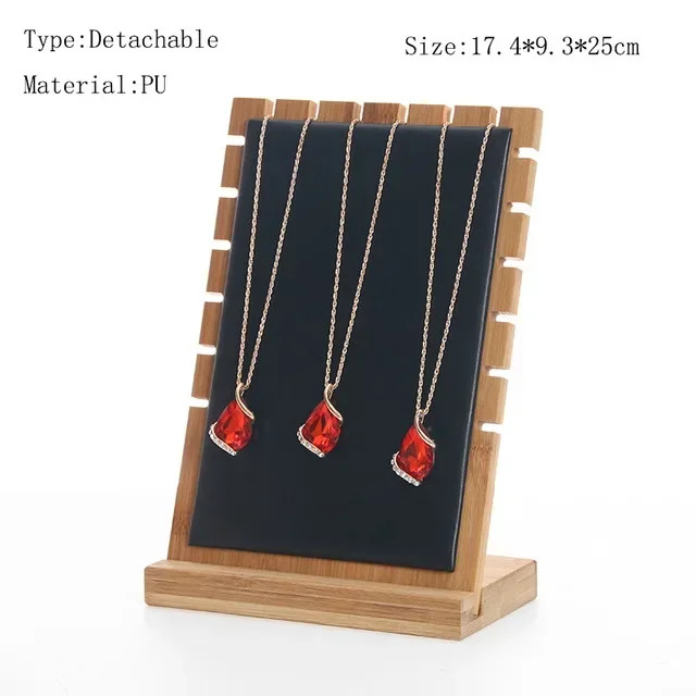 Bamboo Necklace Display Stand Pendant Organizer Holder Jewelry Storage Rack
