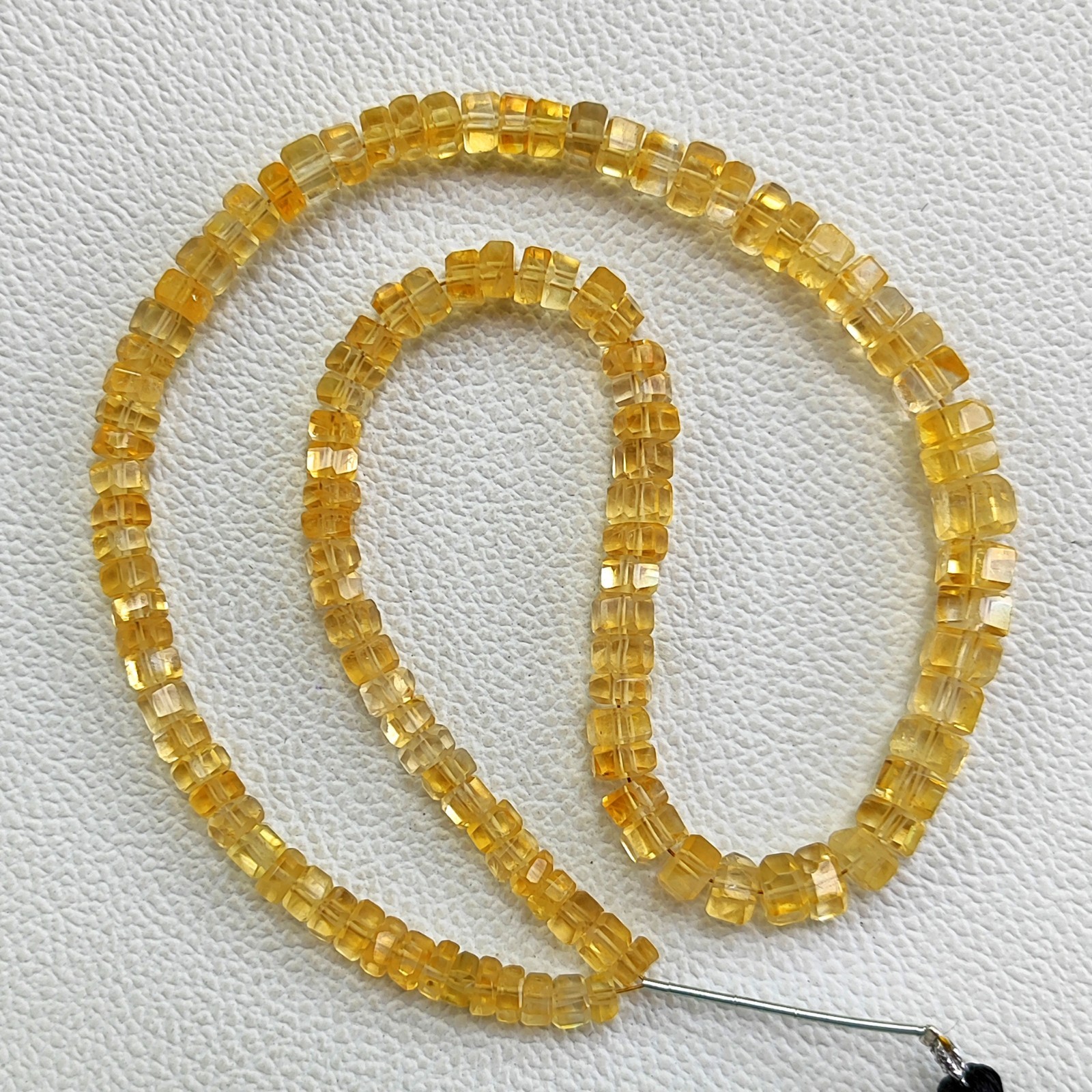 Real Golden Citrine Brazil Faceted Bolt Shape Beads 5mm-7mm 16″ Gem Strand