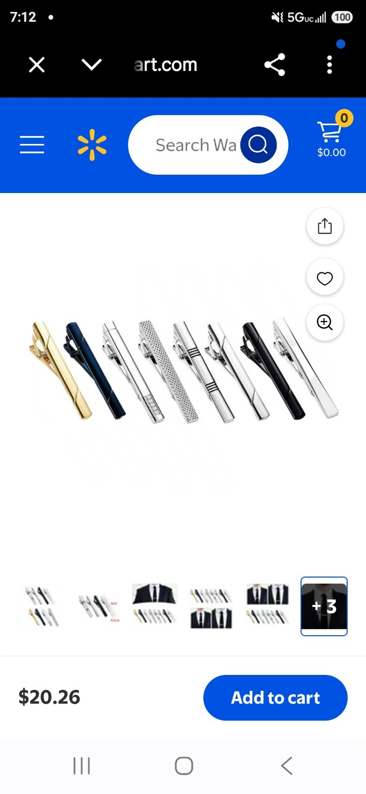 Professional 8pc. Multi Colored Tie Clips