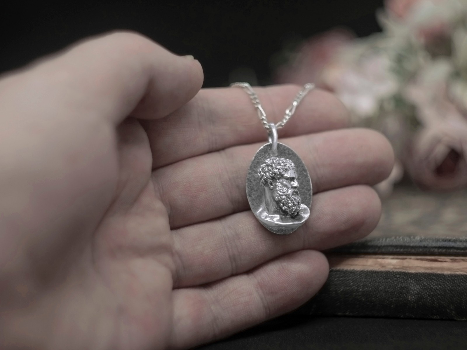 Heracles Bronze/Silver Necklace, Hercules Myths Pendant, Ancient Greek Jewelry