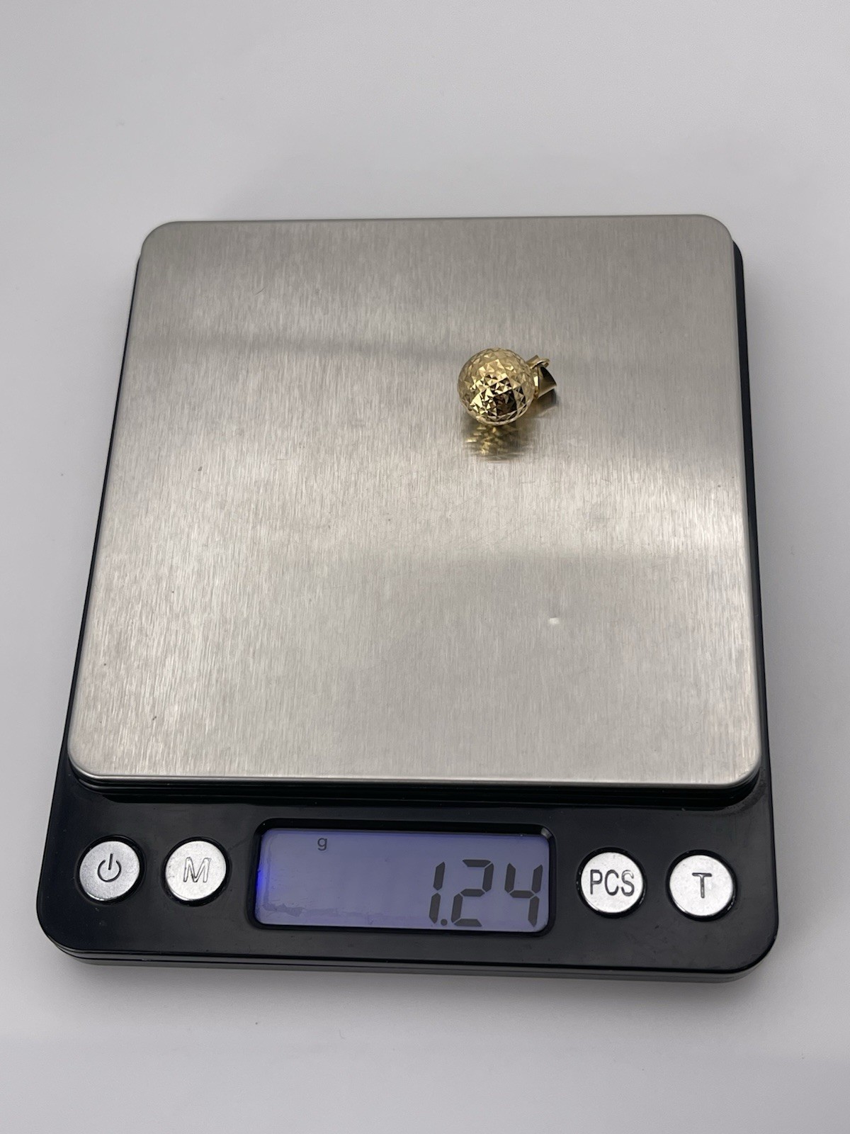 18k Yellow Gold Diamond Cut Disco Ball Pendant charm 1.20g