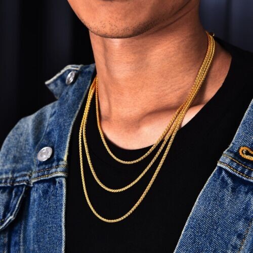 Men’s Fransco Box Chain 2mm to 6mm 16″ to 30″ Gold Plated Hip Hop Jewelry