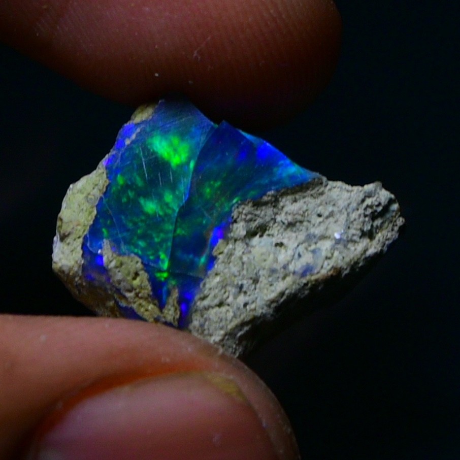 Black Ethiopian Opal Rough 6.45 cts Smoked Black Opal Raw, Fire Opal
