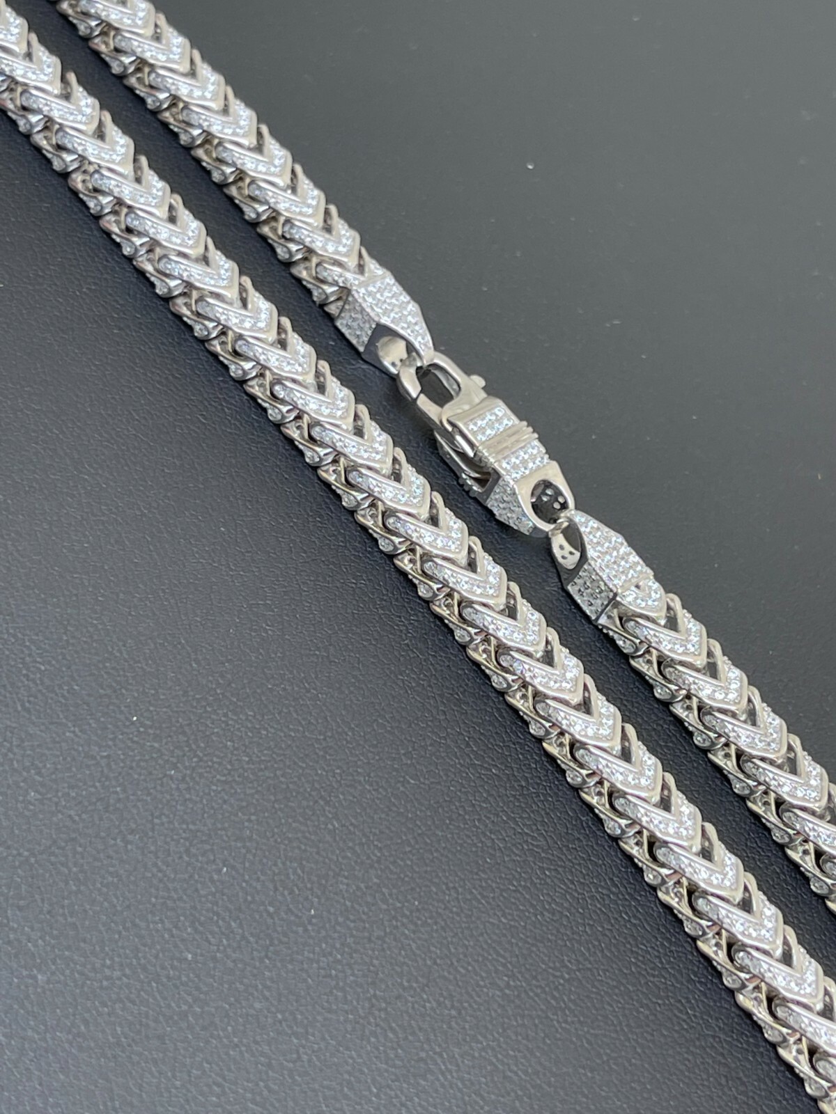 MOISSANITE Mens Real 925 Silver Men’s Franco Chain ICED Necklace 18-30″ Hip Hop