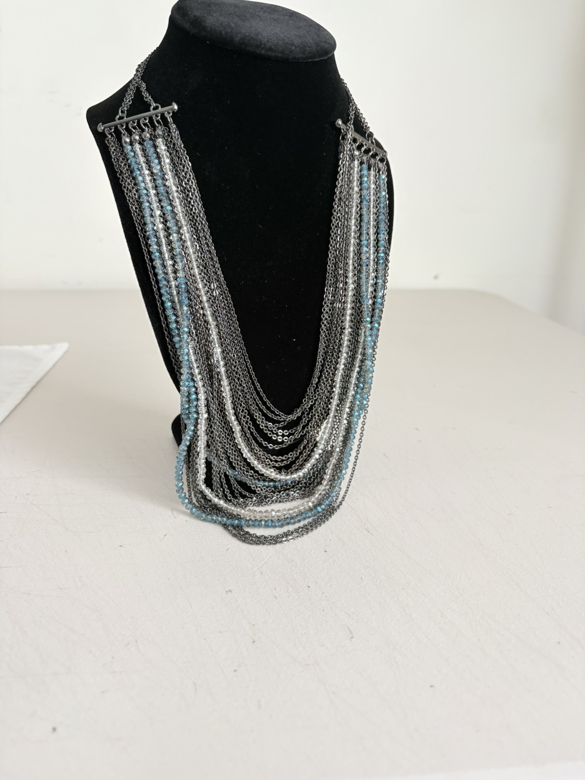 Macy’s Inc International Concepts Multi Strand Bead & Gunmetal Chains Necklace