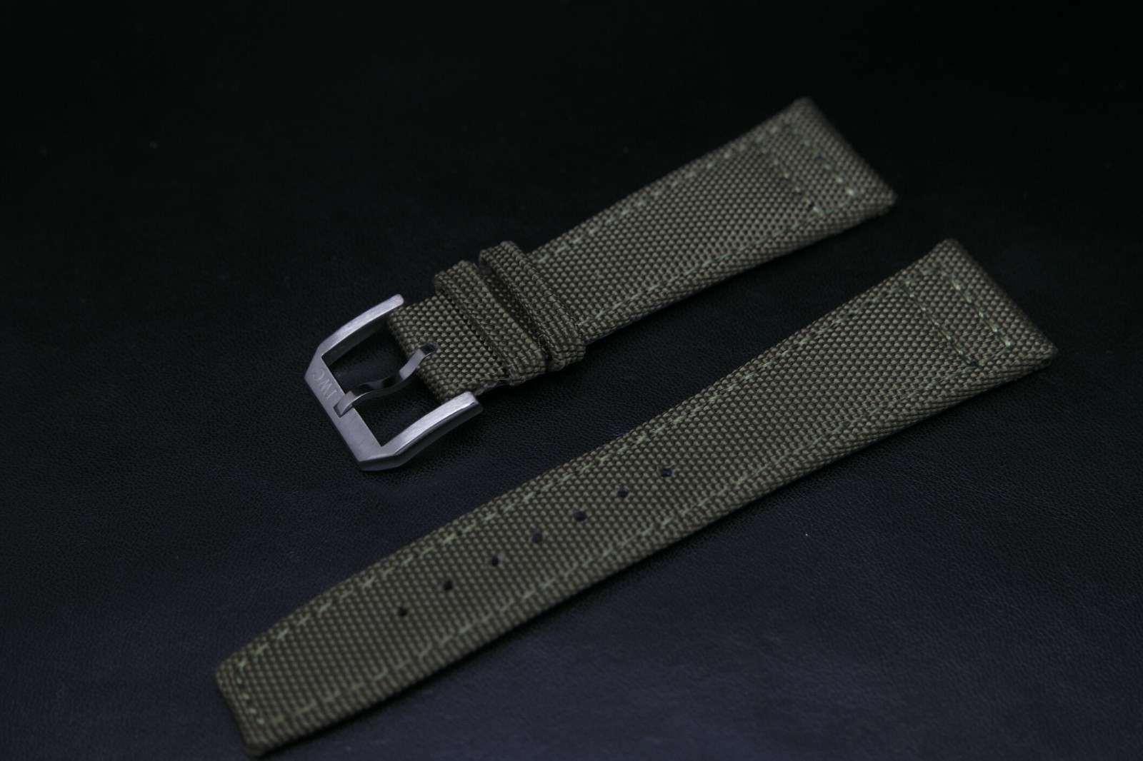 22mm For IWC Textile Fabric Nylon + Leather Green Watch Strap Made For IWC Watch