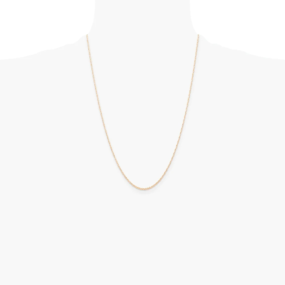 10K Rose Gold .6 Mm Carded Cable Rope Chain Necklace 16″-24″