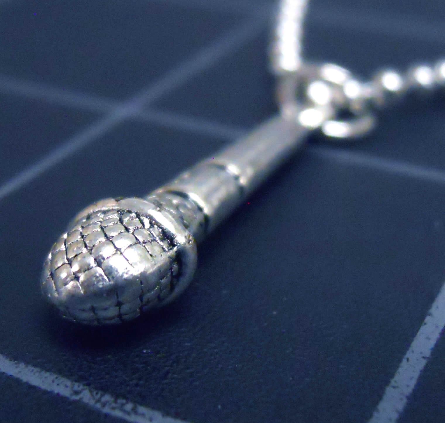 Necklace MICROPHONE Pendant Stainless Ball Chain New Small Mic Charm Singer