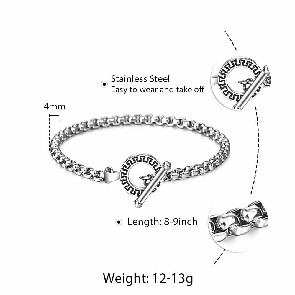 4mm 8/9″ Stainless Steel Box Link Chain Bracelet Lobster Clasp Bangle Valentine