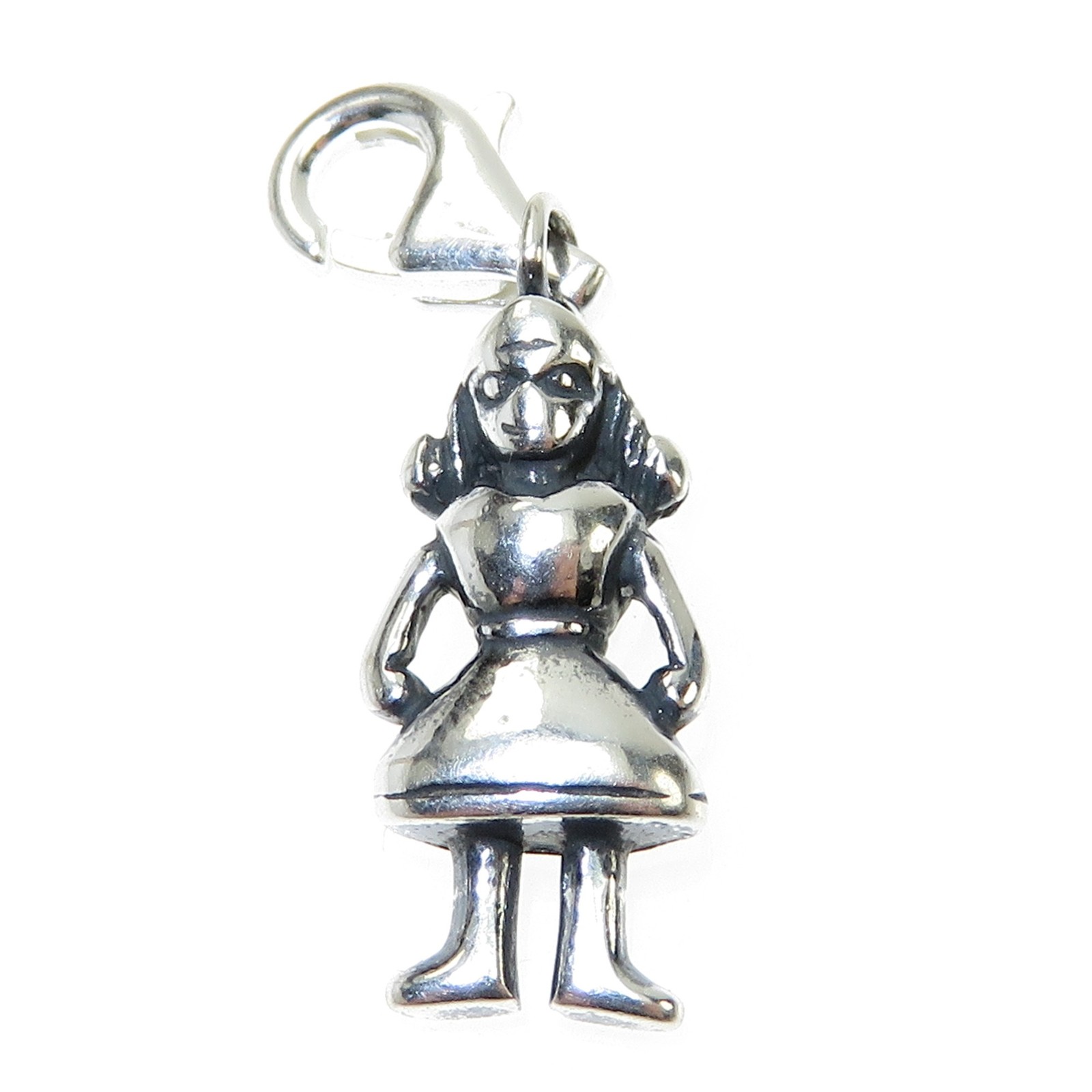 Girl 2D sterling silver charm on clip .925 x 1 Girls Female charms.