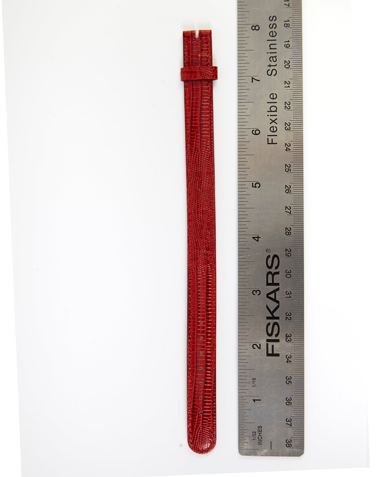 Ecclissi 14mm Red Lizard Grain Leather One-Piece Strap 15330 22560 Red