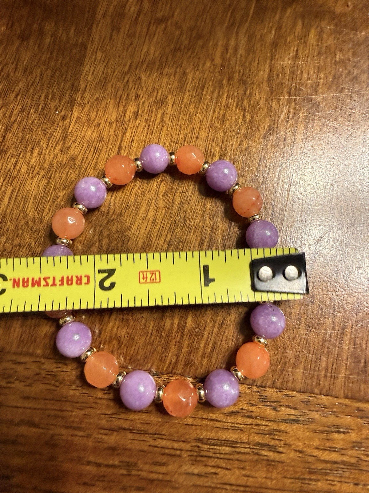 RARE NEW Tory Burch Gold Logo Beaded Beads Purple Orange Boho Bracelet