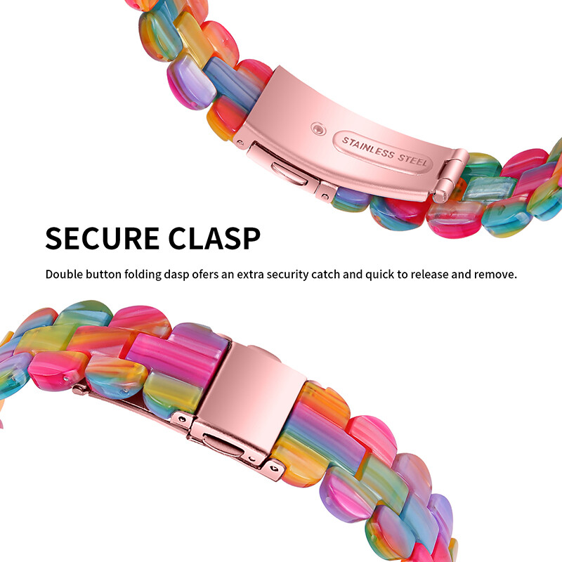 For Fitbit Inspire 3 Fashion Luxury Resin Strap Stainless Steel Watch Band
